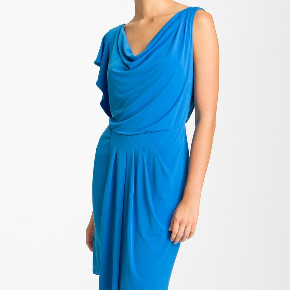 $128 Vince Camuto draped Directoire blue dress